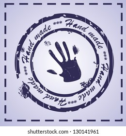hand made blue stamp, vector illustration