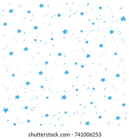 Hand made blue stars snow vector pattern. Happy New Year and christmas holidays background banner.
