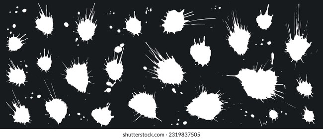 Hand made brush blots set. Vector stock illustration isolated on black chalkboard background for decoration presentation, social media banners, shopping sale template. EPS10