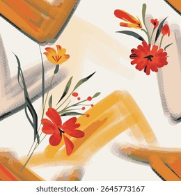 mão feita pelo photoshop com tablet, ilustrações florais artísticas em um estilo moderno e expressivo. Ideal para design têxtil, decoração, fundos e elementos gráficos.