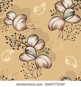 mão feita pelo photoshop com tablet, ilustrações florais artísticas em um estilo moderno e expressivo. Ideal para design têxtil, decoração, fundos e elementos gráficos.