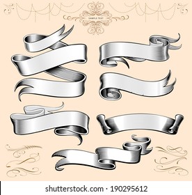 Hand Made Calligraphy Vector Baners With Swirly Lines