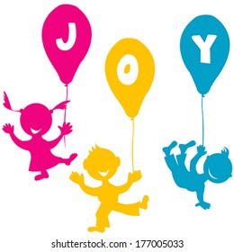 Hand made children with balloons