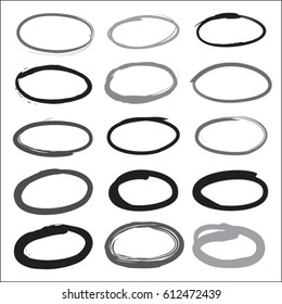 Hand made circles in black. Stylish elements for design. Vector illustration.