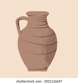  Hand made clay .pottery . Boho art style . Vector illustration