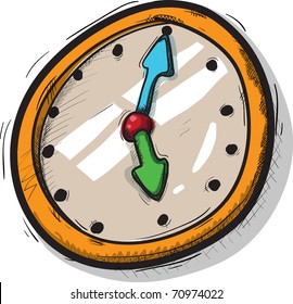 Hand made clock Vector Illustration.