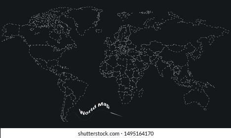 Hand Made Connection. Global View. Modern World Map Sewn with Needle. Vector Illustration