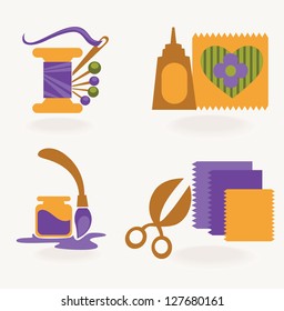 hand made and craft, vector collection of symbols and icons