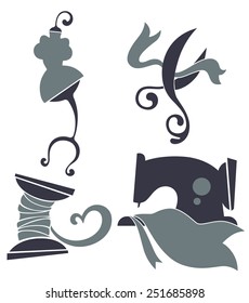 hand made and craft, vector collection of symbols and icons
