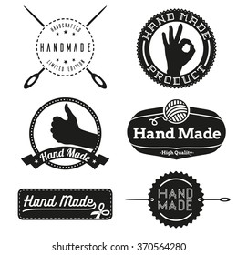 Hand Made design insignias logotypes Vector vintage elements