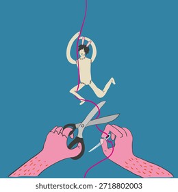 hand made doll and creator in hand drawn style in vector. Element for poster sticker design decoration postcards prints