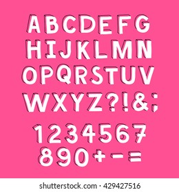 Hand made doodle font. Doodle alphabet, vector hand drawn letters. "Back to school" theme. Felt tip pen. 