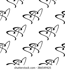 hand made doodle heart symbol vector seamless pattern