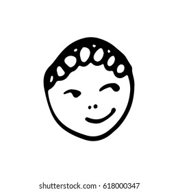 Hand made doodle illustration of vector face