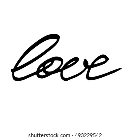 Hand made doodle of word "love" as a vector calligraphy illustration