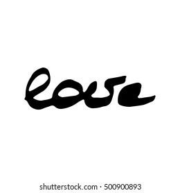 Hand made doodle of word "love" as a vector calligraphy illustration/Vector lettering