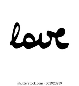 Hand made doodle of word "love" as a vector calligraphy illustration/Vector lettering
