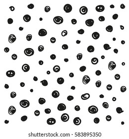 Hand made dots. Doodle ellipse background.