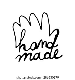 Hand made- hand drawn vector illustration (logo, sign, icon)