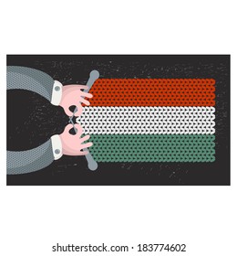 Hand made flag of Hungary. Vector illustration.