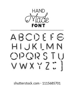 hand made font alphabet