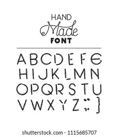 hand made font alphabet