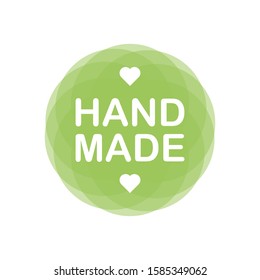 Hand made green label on white background.