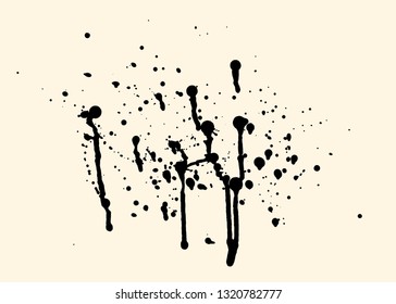 Hand made grunge ink splash and blot splatters. Isolated vector texture.