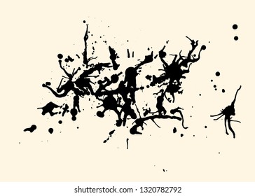 Hand made grunge ink splash and blot splatters. Isolated vector texture.