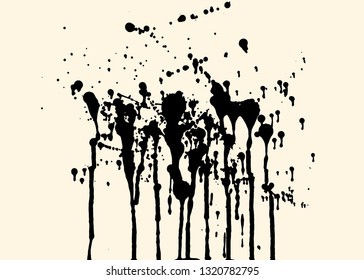Hand made grunge ink splash and blot splatters. Isolated vector texture.