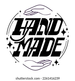 Hand made. Hand-drawn lettering. Stylish logo in retro style for your product, shop, etc.