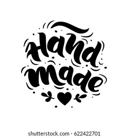 Hand made vector label or icon - 100 percent handmade black logo