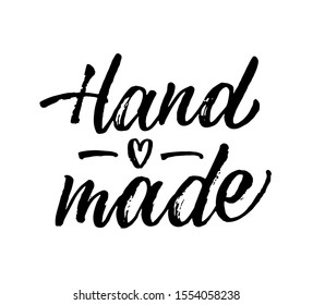 Hand made. Hand-drawn lettering. Vector illustration.