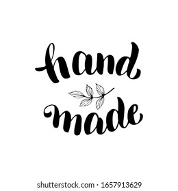 Hand made handwritten lettering text. Hand made product font design. Sticker, label, tag, package typography illustration. Vector eps 10. 