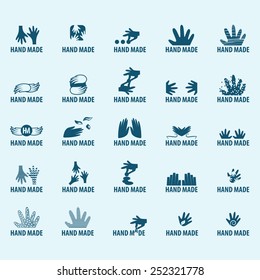 Hand Made Icons Set - Isolated On Blue Background - Vector Illustration, Graphic Design, Editable For Your Design