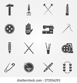 Hand Made Icons Set - Vector Creative Drawing, Sewing, Crafting Symbols Or Logos