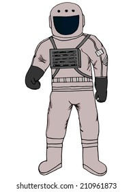 hand made illustration of a series of space, astronaut