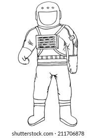hand made illustration of a series of space, astronaut