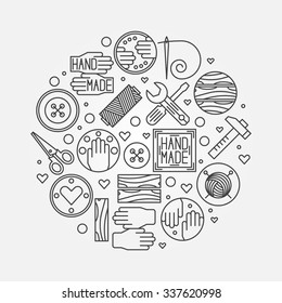 Hand made illustration - vector outline design element or logo design