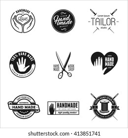 Hand made vector label or icon - 100 percent handmade black logo