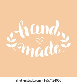 Hand Made Lettering Card. Hand Made Product Font Design. Sticker, Label, Tag, Package Typography Illustration. Vector Eps 10. 