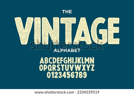 Hand Made Letterpressed Font in retro style. Vintage textured grunge alphabet with scratches