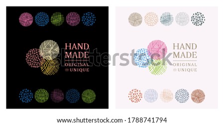Hand made logo design. Illustration set in modern handcrafted style