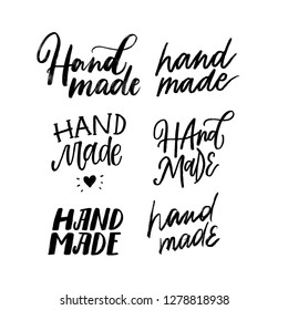 HAND MADE. LOGO. VECTOR HAND LETTERING