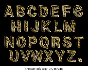 Hand made look gold foil font vector illustration 