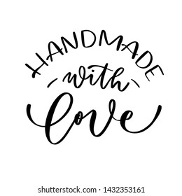 Mano hecha con amor. Letras hechas a mano. Logo elegante para su producto, tienda, etc.