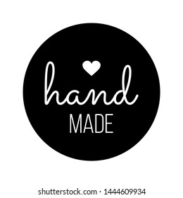 Hand Made with Love inscription lettering quote. Made with Love calligraphy. Made with Love card. Vector illustration.