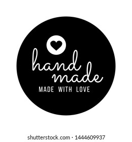 Hand Made with Love inscription lettering quote. Made with Love calligraphy. Made with Love card. Vector illustration.