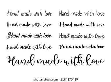 Hand made with love lettering title text label set