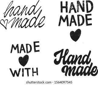Hand made, made with love stickers set, custom lettering.